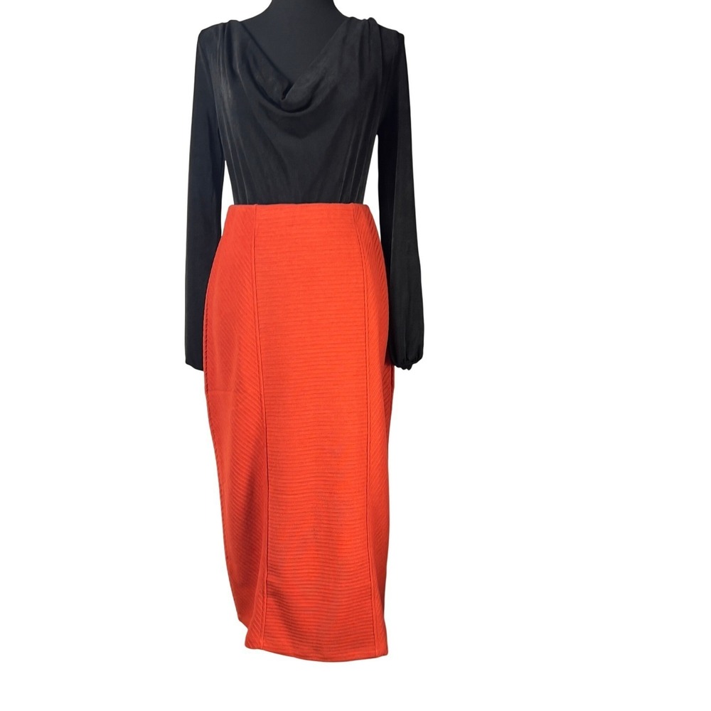 Band of the Free Rust Ribbed Knit Texture Midi Pencil Skirt Slit Size Medium